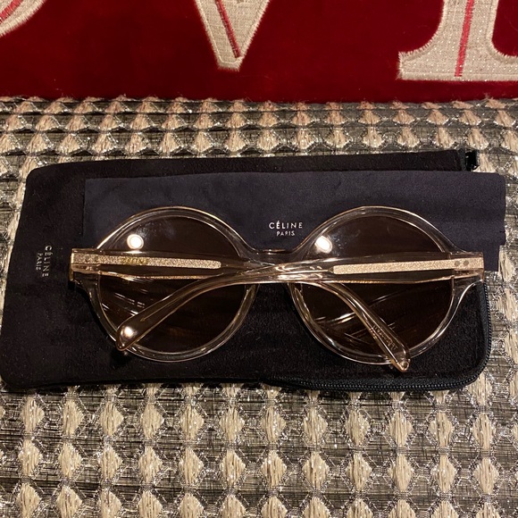 Celine Made in Italy Oversized Round Pink On Pink Sunglasses Gold Logo Inset - Picture 13 of 16